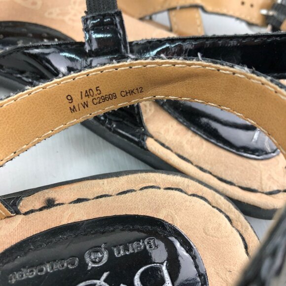 BOC Women's Size 9 Black Patent Open Toe Strappy Ankle Strap Buckle Flat Sandals - Picture 11 of 11